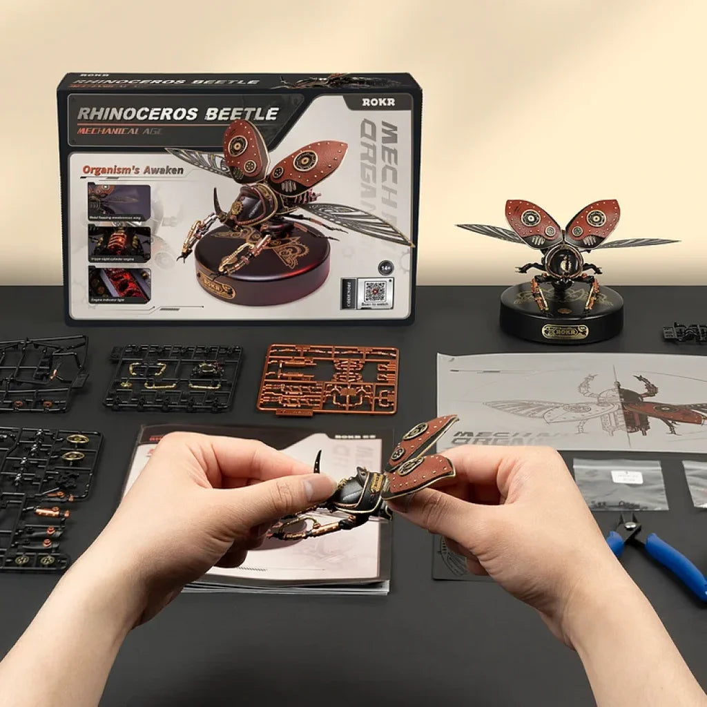 Robotime Rokr Rhinoceros Beetle Model Diy 3D Puzzle Mi01 Dropship