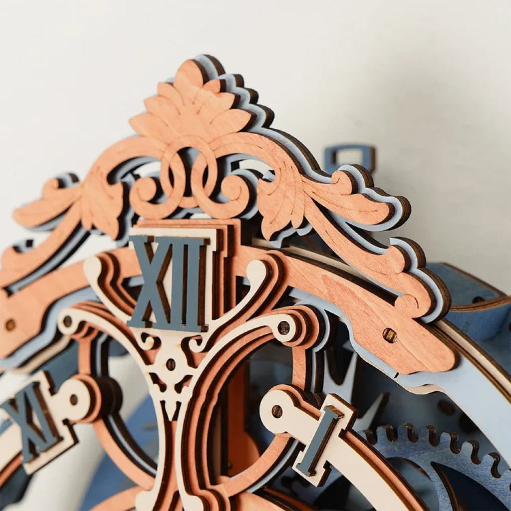 Robotime Rokr Romantic Note Wall Clock Mechanical Gear 3D Wooden Puzzle Lc701 Dropship