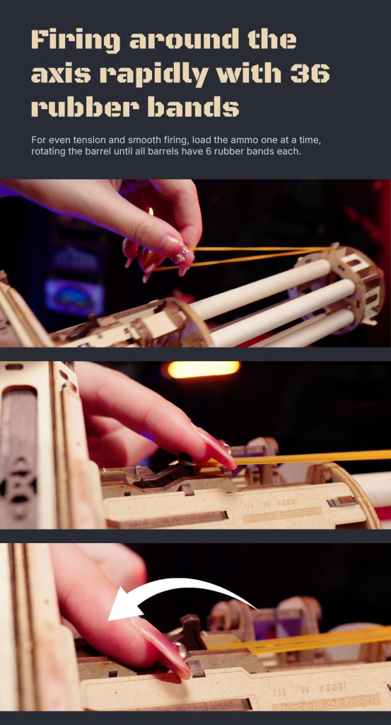 Robotime ROKR Rotating-Barrel Machine Blaster Toy 3D Wooden Puzzle LQA01 - Robotime