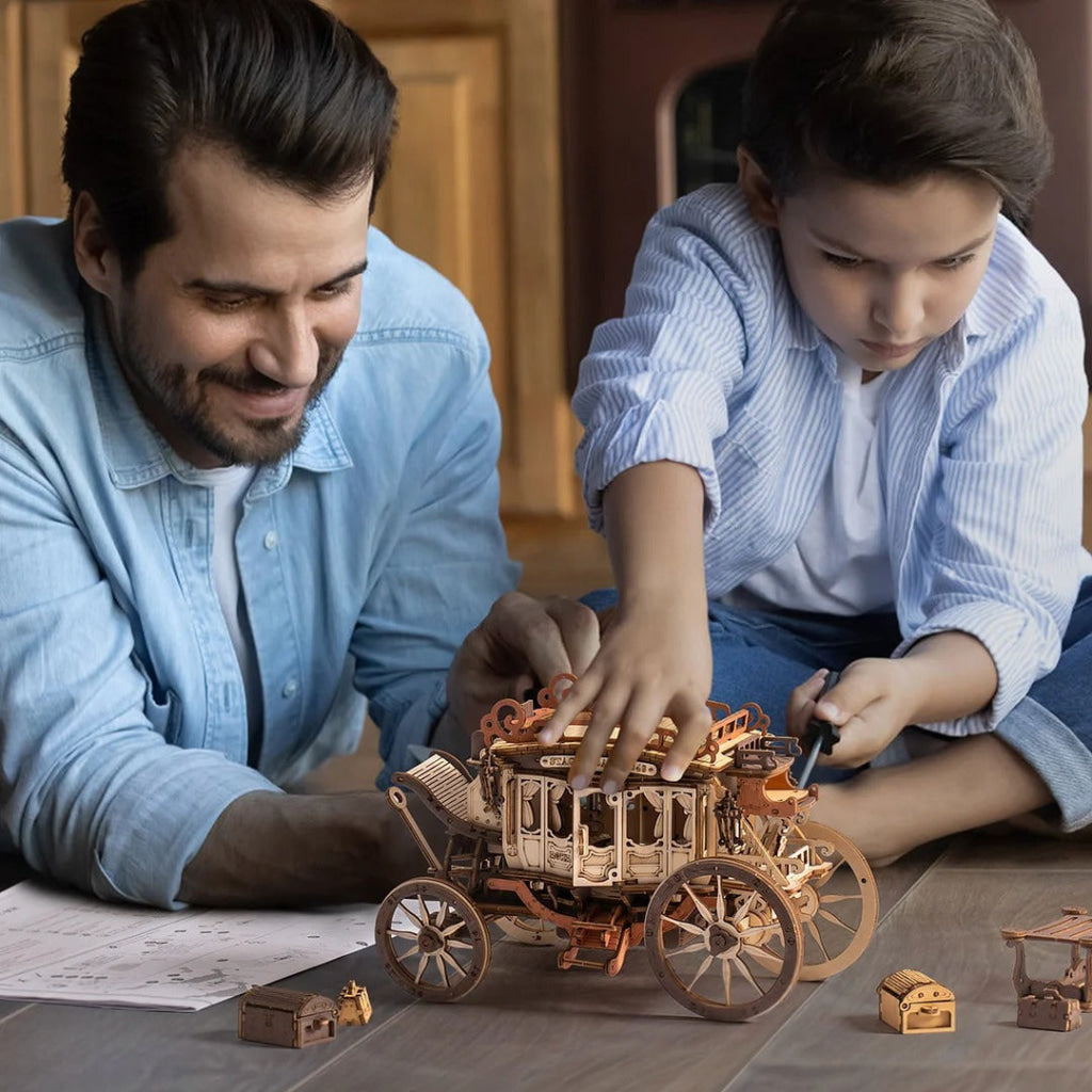 Robotime Rokr Stagecoach Mechanical Music Box 3D Wooden Puzzle Amka1 Dropship