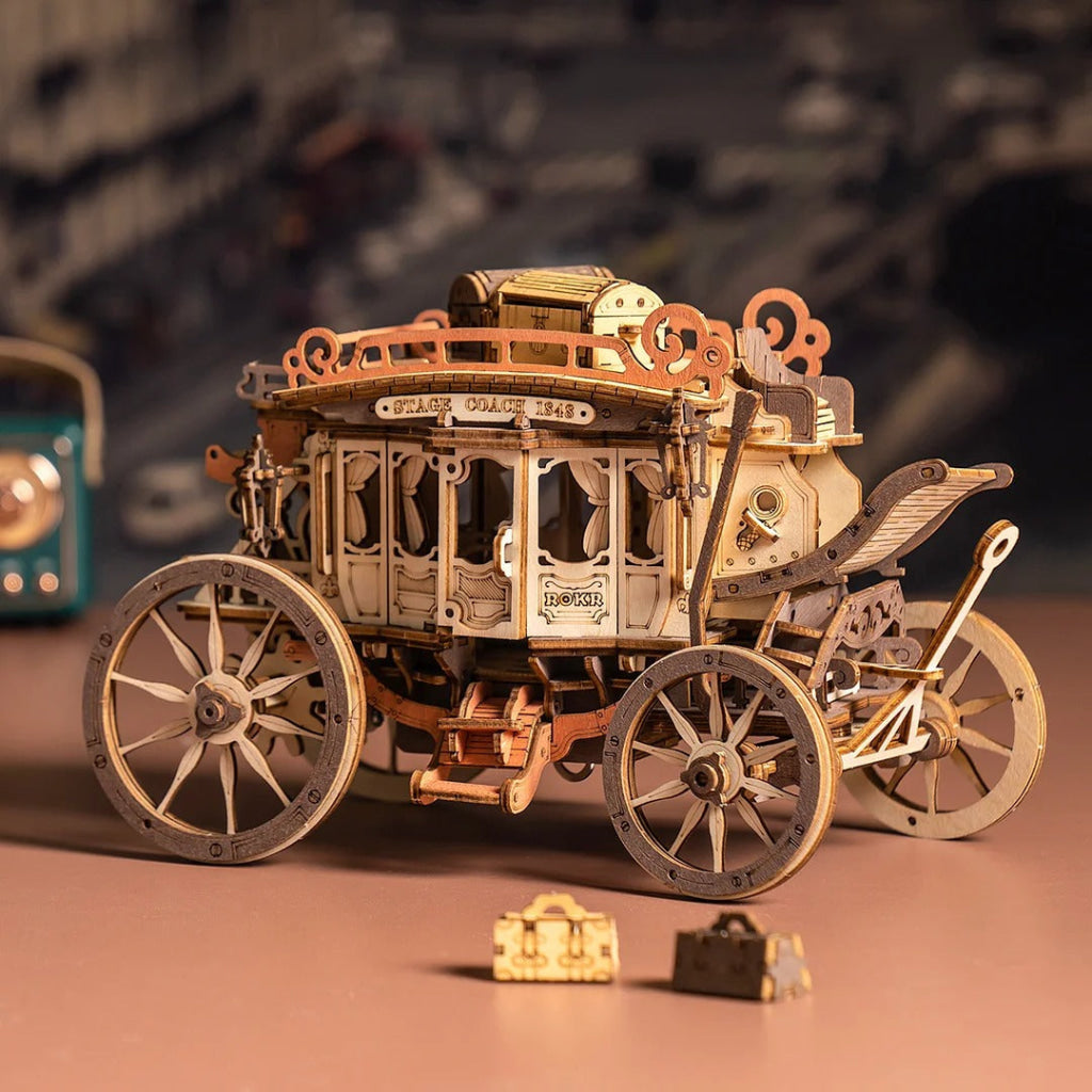 Robotime Rokr Stagecoach Mechanical Music Box 3D Wooden Puzzle Amka1 Dropship