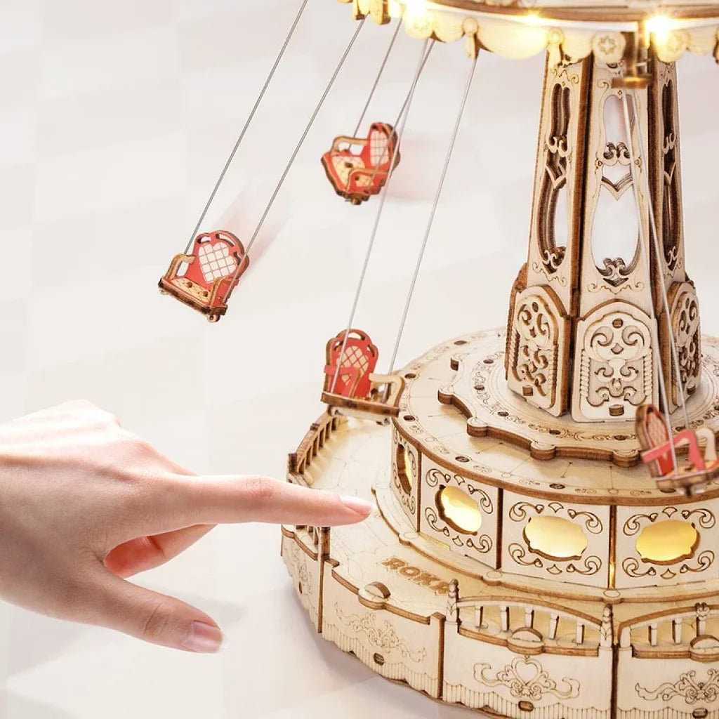 Robotime Rokr Swing Ride Diy Music Box 3D Wooden Puzzle Ea02 Dropship