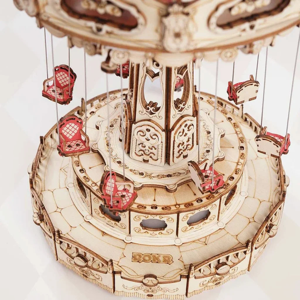 Robotime Rokr Swing Ride Diy Music Box 3D Wooden Puzzle Ea02 Dropship