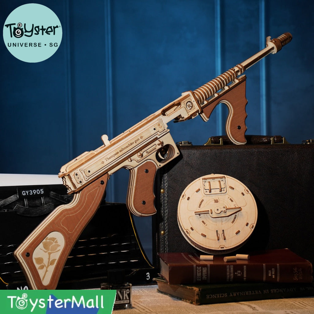 Robotime Rokr Thompson Submachine Blaster Toy 3D Wooden Puzzle Lqb01 Dropship