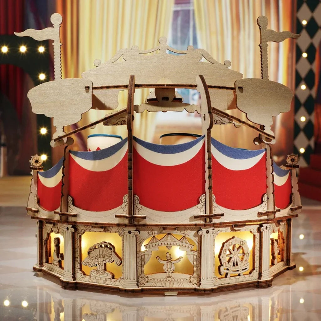 Robotime Rokr Tilt-A-Whirl Diy Music Box 3D Wooden Puzzle Ea04 Dropship