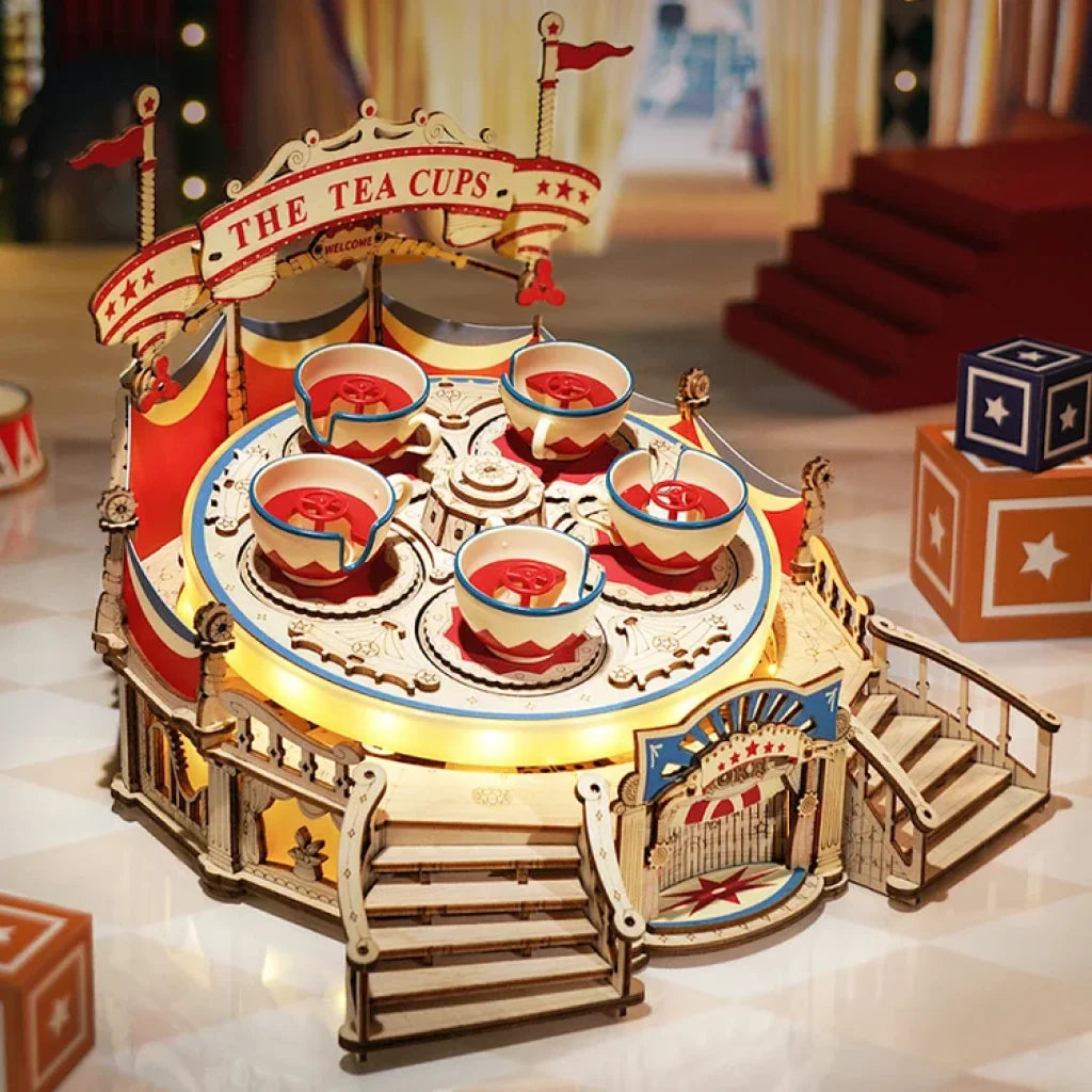 Robotime Rokr Tilt-A-Whirl Diy Music Box 3D Wooden Puzzle Ea04 Dropship