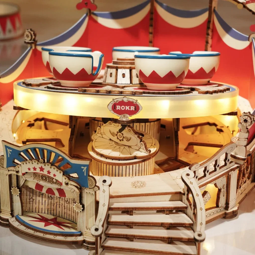 Robotime Rokr Tilt-A-Whirl Diy Music Box 3D Wooden Puzzle Ea04 Dropship