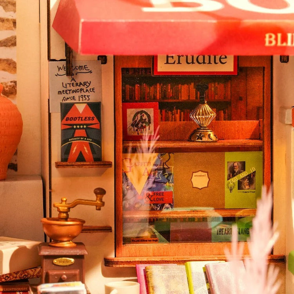Robotime Rolife Corner Bookstore Diy Miniature House Kit Dg164 Dropship