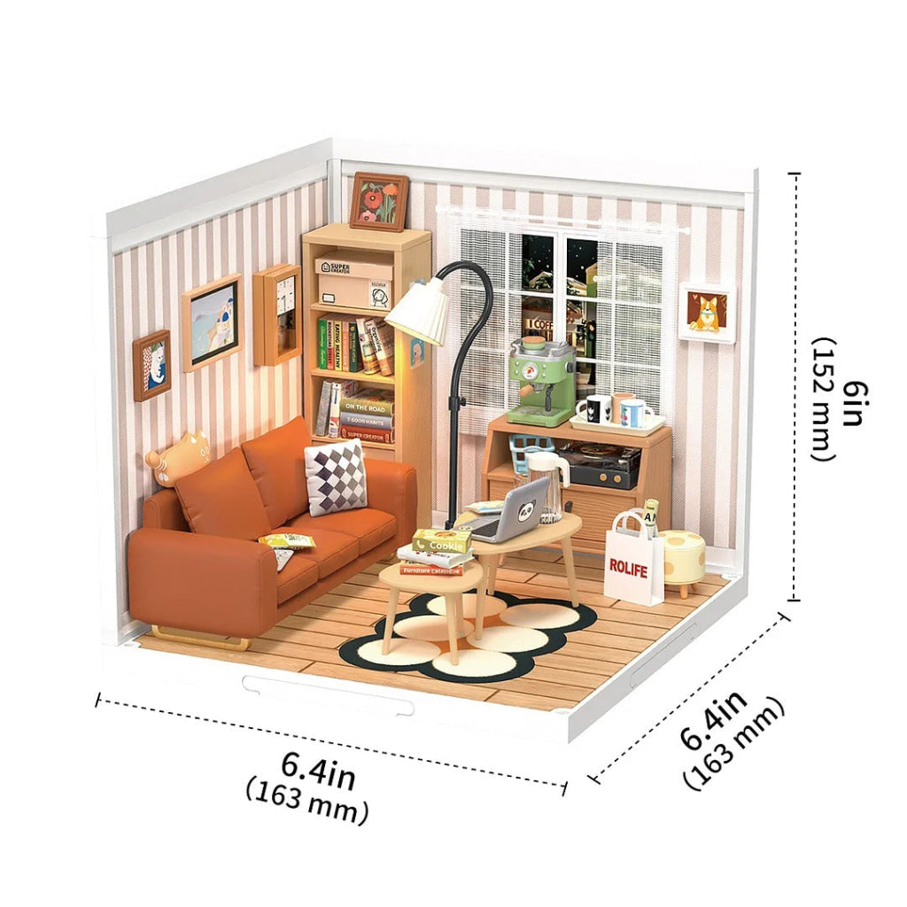 Robotime Rolife Cozy Living Lounge Diy Plastic Miniature House Dw007 Dropship