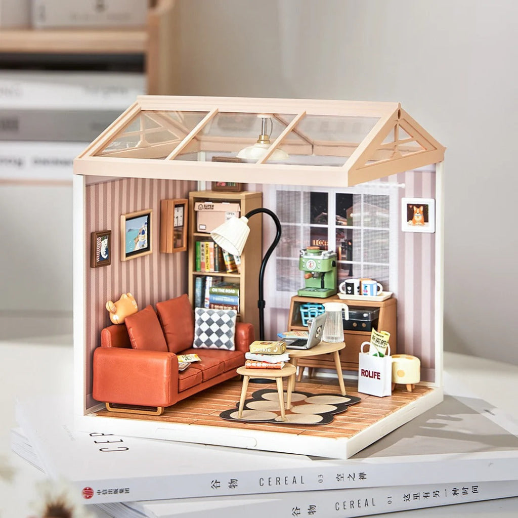 Robotime Rolife Cozy Living Lounge Diy Plastic Miniature House Dw007 Dropship