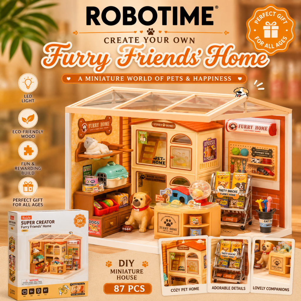 Robotime Rolife Furry Friends’ Home Super Creator Miniature House DW027 - Dropship