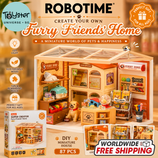 Robotime Rolife Furry Friends’ Home Super Creator Miniature House DW027 - Dropship