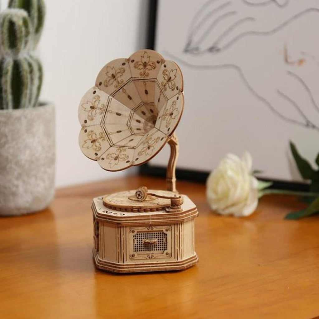 Robotime Rolife Gramophone Model 3D Wooden Puzzle Tg408 Dropship