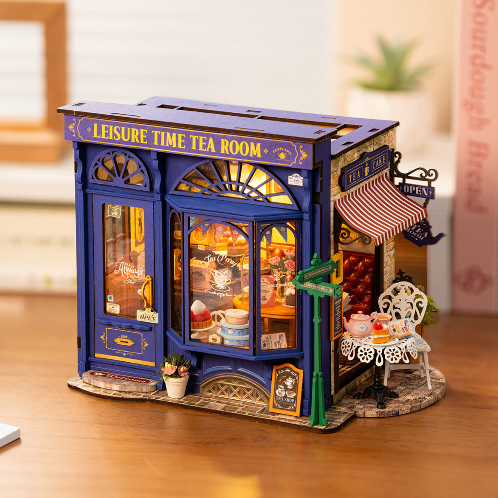 Robotime Rolife Leisure Time Tea Room DIY Miniature House DG171 Dropship