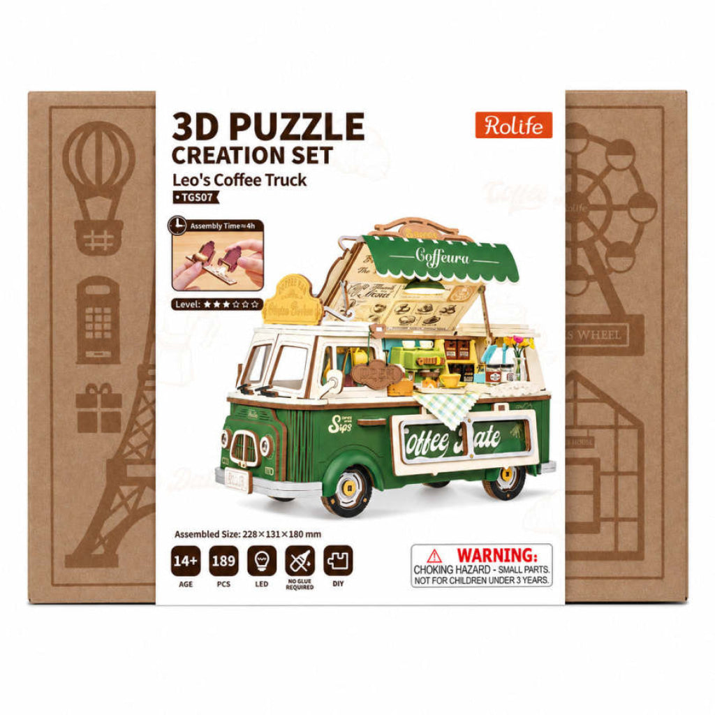 Robotime Rolife Leo’s Coffee Truck 3D Wooden Puzzle TGS07 - Dropship