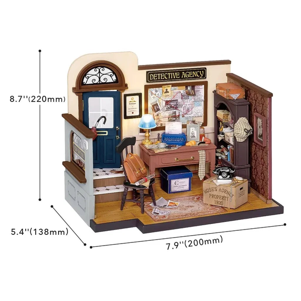 Robotime Rolife Mose’s Detective Agency Diy Miniature House Kit Dg157 Dropship