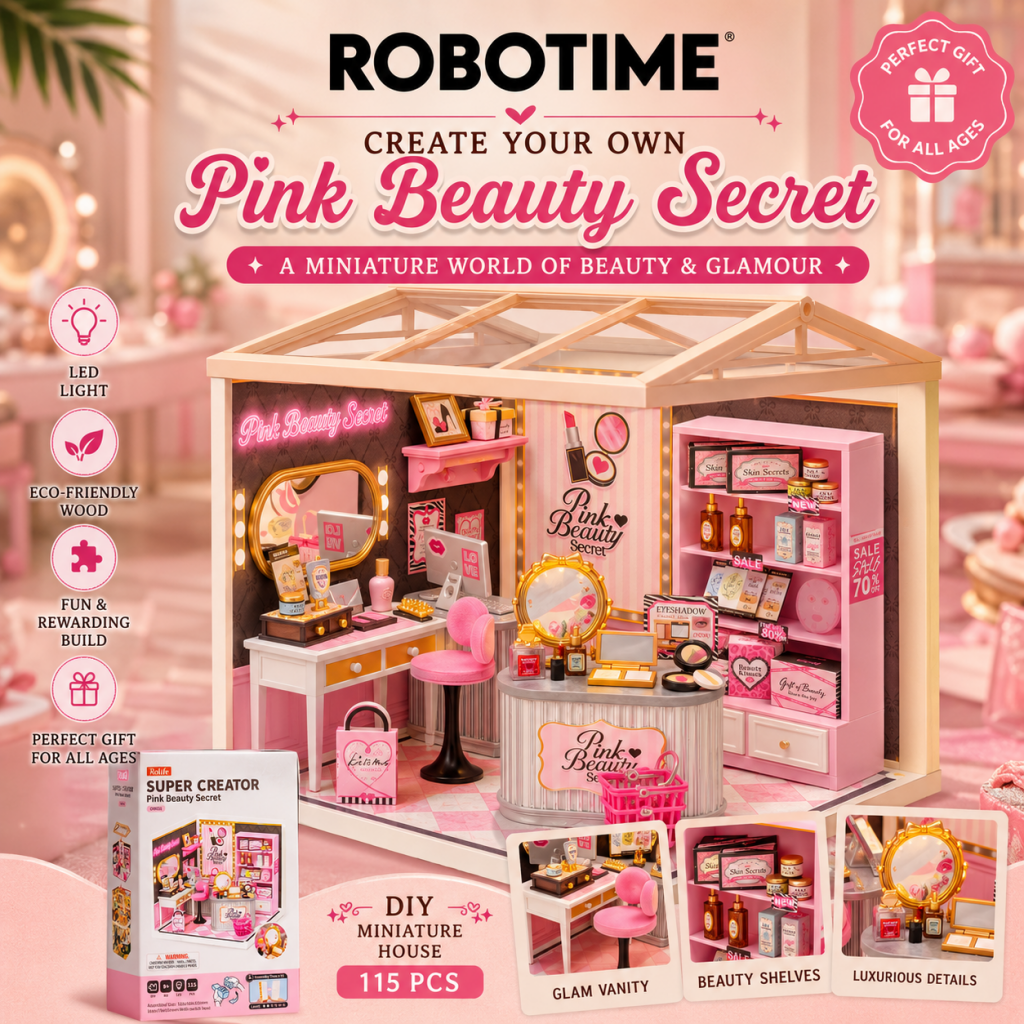 Robotime Rolife Pink Beauty Secret Super Creator Miniature House DW026 - Dropship