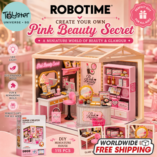 Robotime Rolife Pink Beauty Secret Super Creator Miniature House DW026 - Dropship