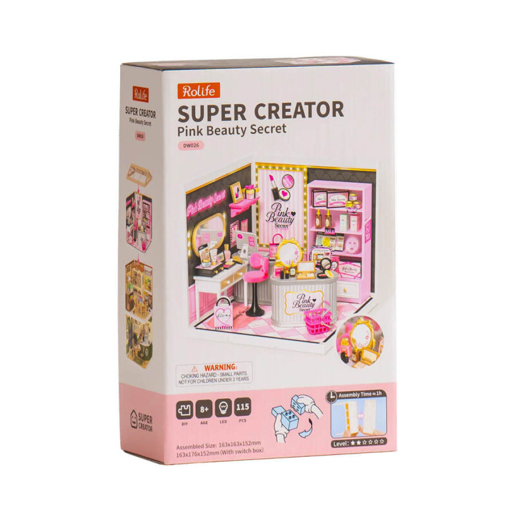Robotime Rolife Pink Beauty Secret Super Creator Miniature House DW026 - Dropship