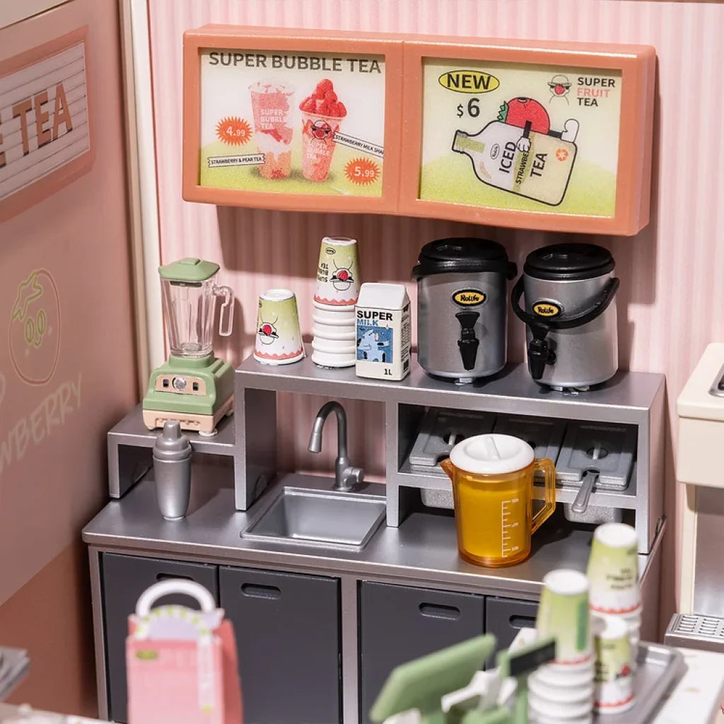 Robotime Rolife Super Creator Double Joy Bubble Tea Plastic Diy Miniature House Kit Dw006 Dropship