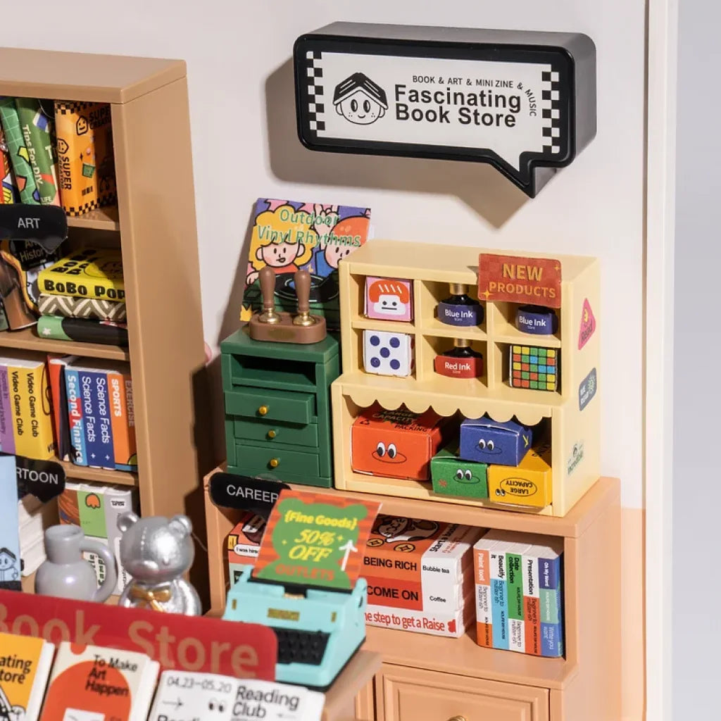 Robotime Rolife Super Creator Fascinating Book Store Plastic Diy Miniature House Kit Dw004 Dropship