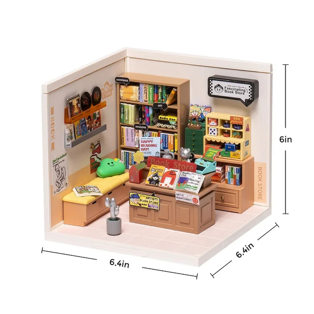 Robotime Rolife Super Creator Fascinating Book Store Plastic Diy Miniature House Kit Dw004 Dropship