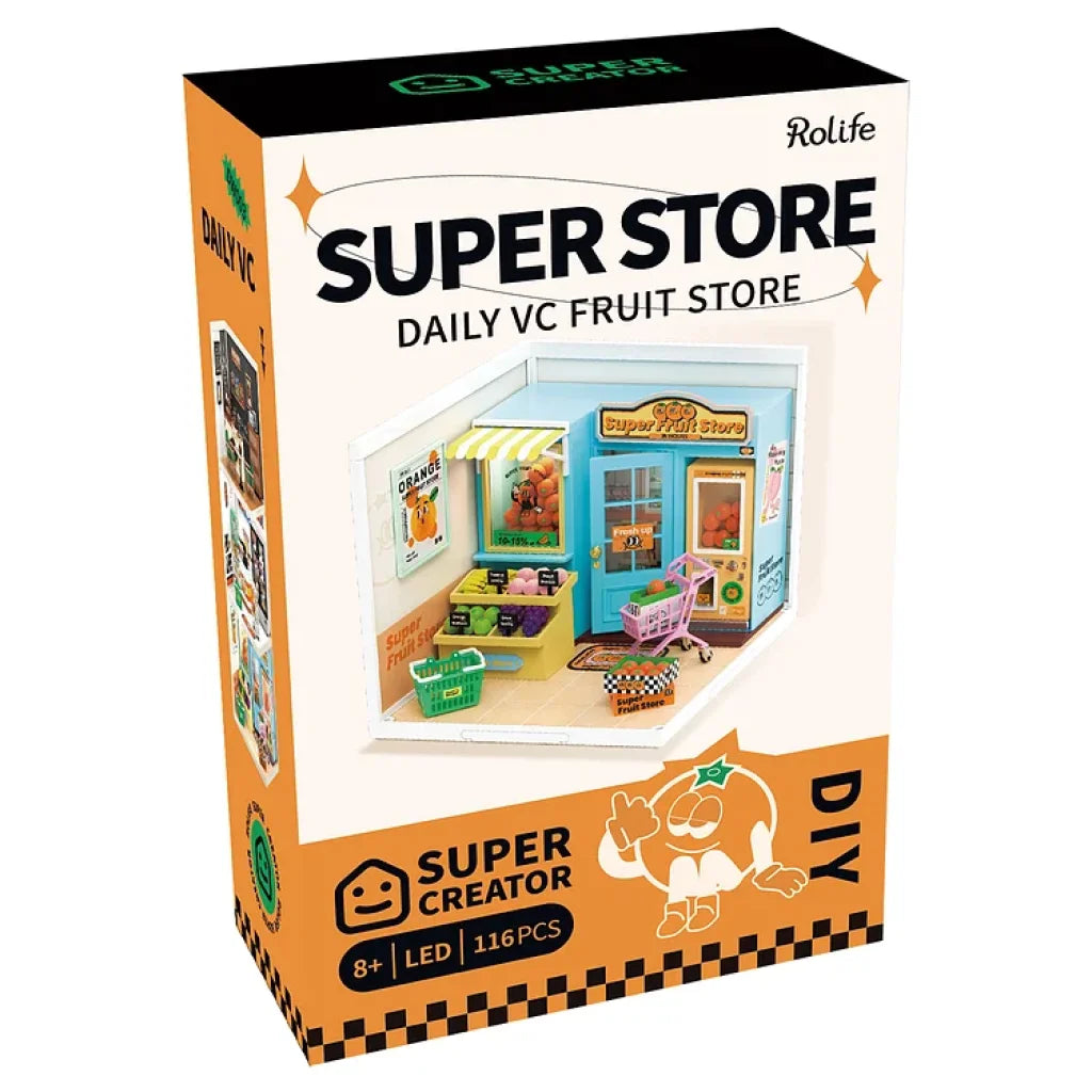 Robotime Rolife Super Creator Fruit Store Plastic Diy Miniature House Kit Dw003 Dropship