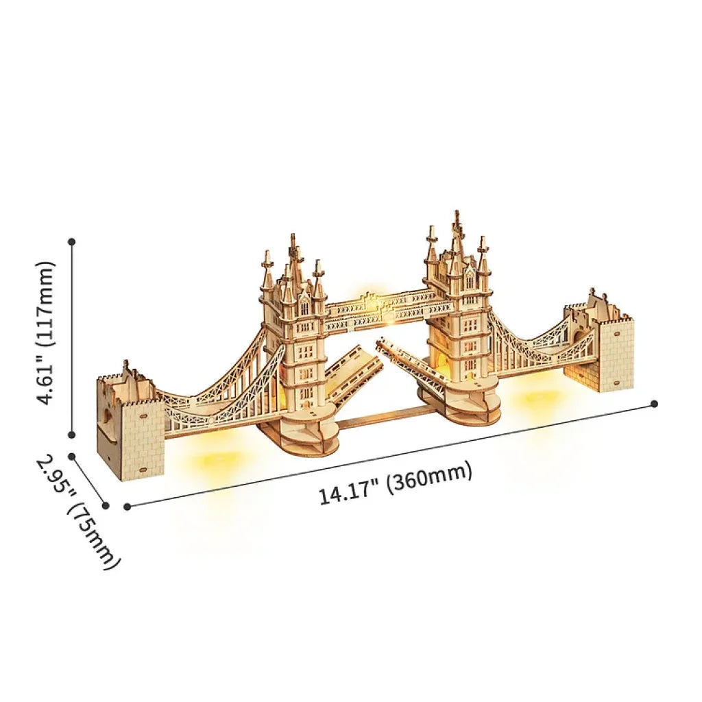 Robotime Rolife Tower Bridge With Lights 3D Wooden Puzzle Tg412 Dropship