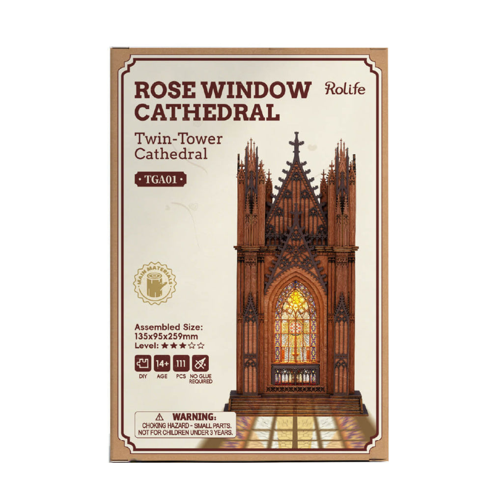 Robotime Rolife Twin-Tower Cathedral 3D Wooden Puzzle TGA01 - Dropship