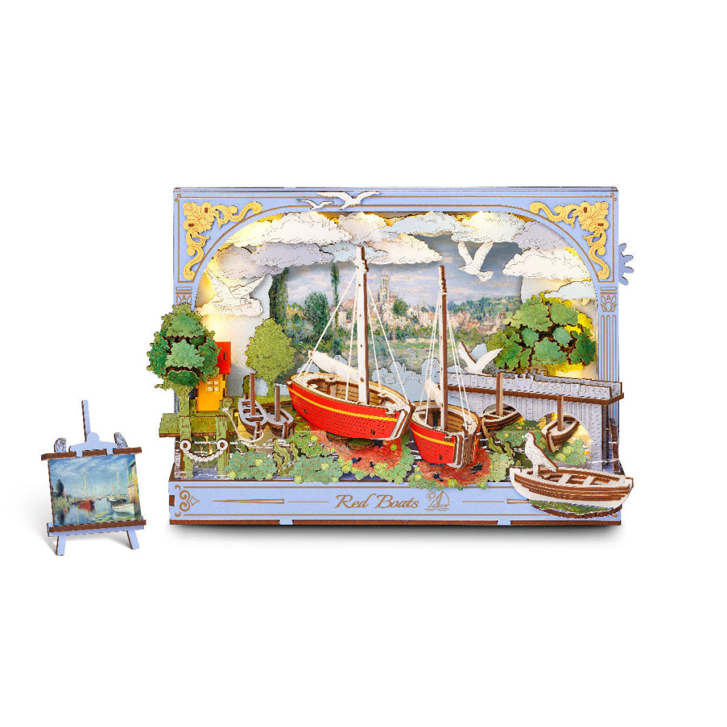 Robotime Rowood Red Boats Wall Art 3D Wooden Puzzle TH004 - Dropship