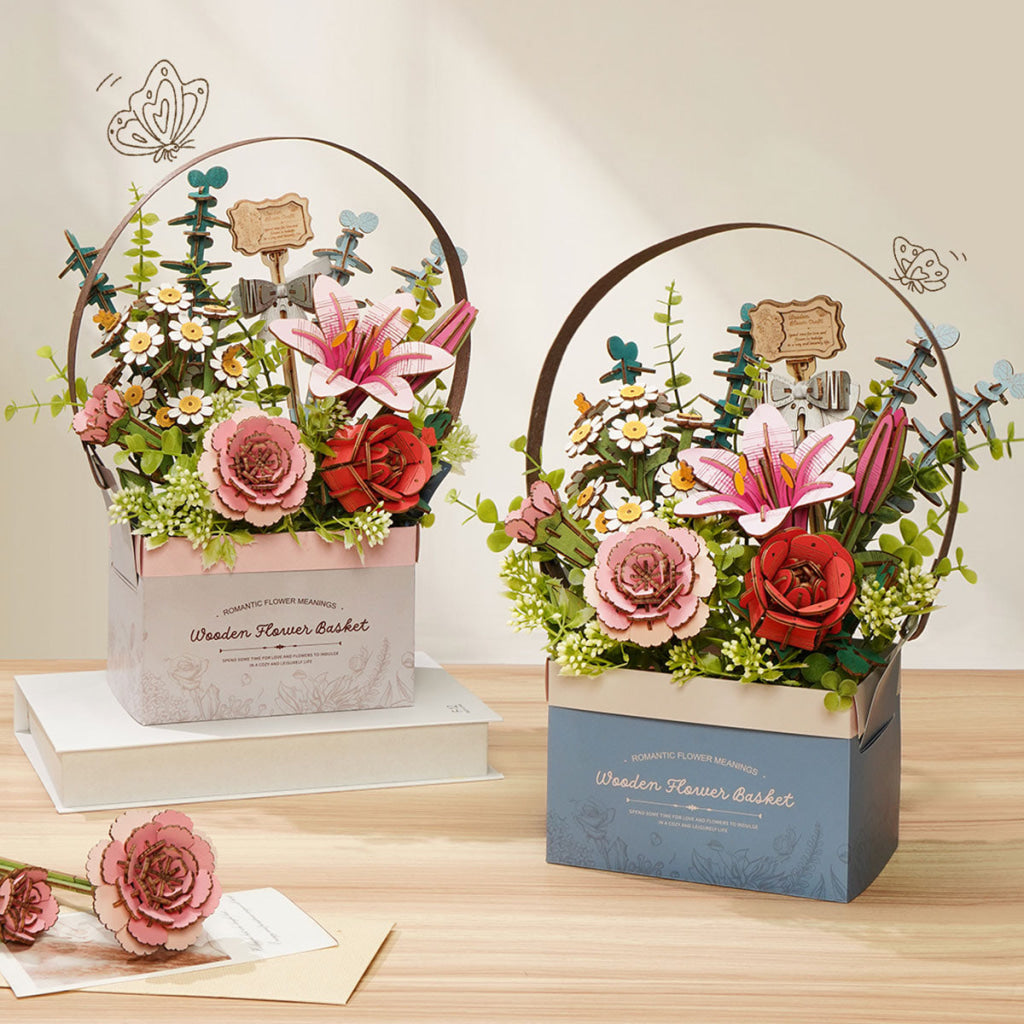 Robotime Rowood Wooden Flower Basket DIY 3D Puzzle TW03H Dropship
