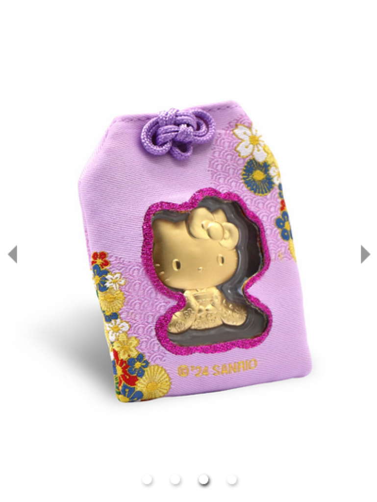 Sanrio Hello Kitty Showa Collection Gold Foil With Charm Bag