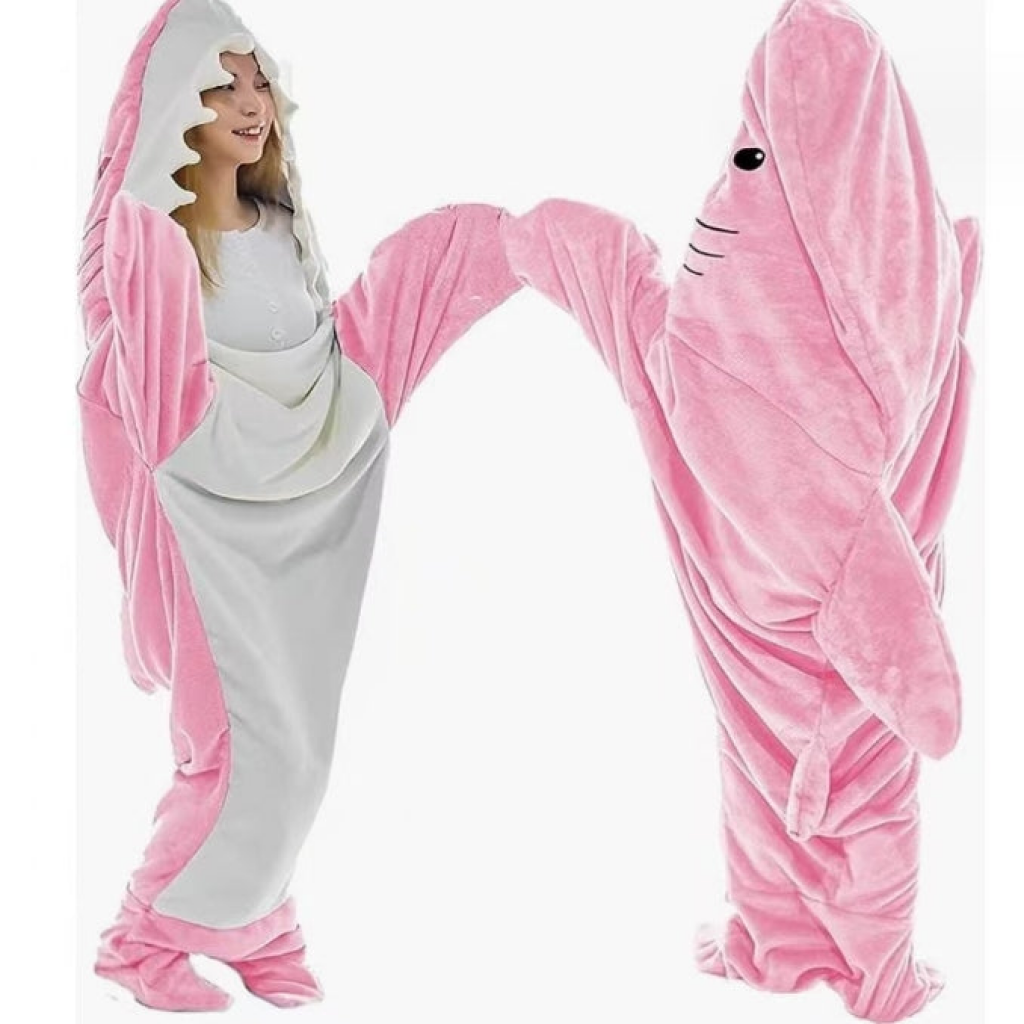 Shark Sleeping Bag Pajamas Pink / S