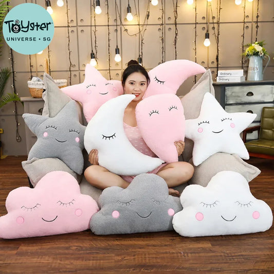 Smiling Cloud Moon Star Pillow