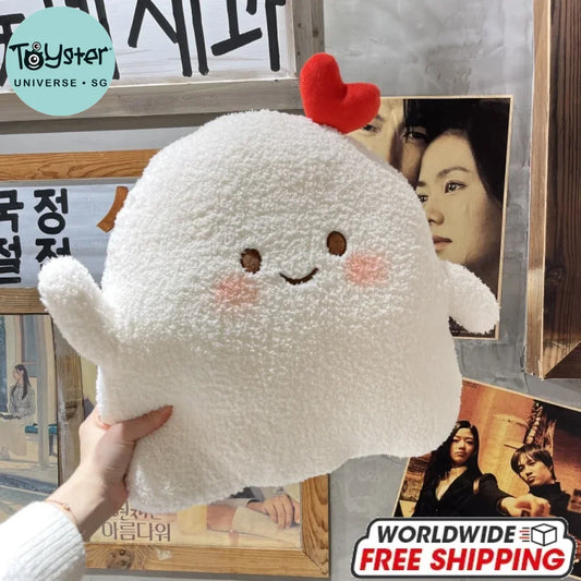 Soft Ghost Throw Pillow Plush Smiling Heart