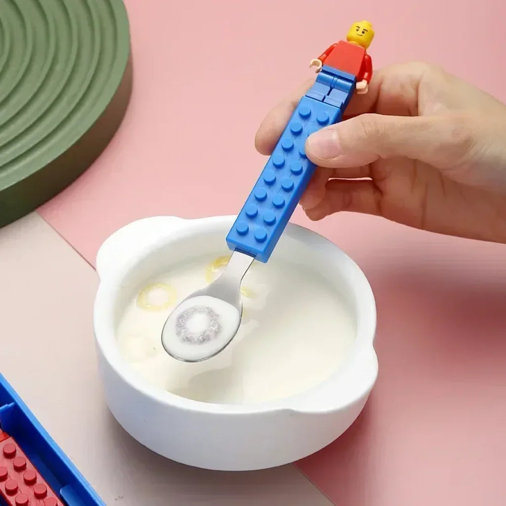 Stainless Steel Kids Brick Fork Spoon Set