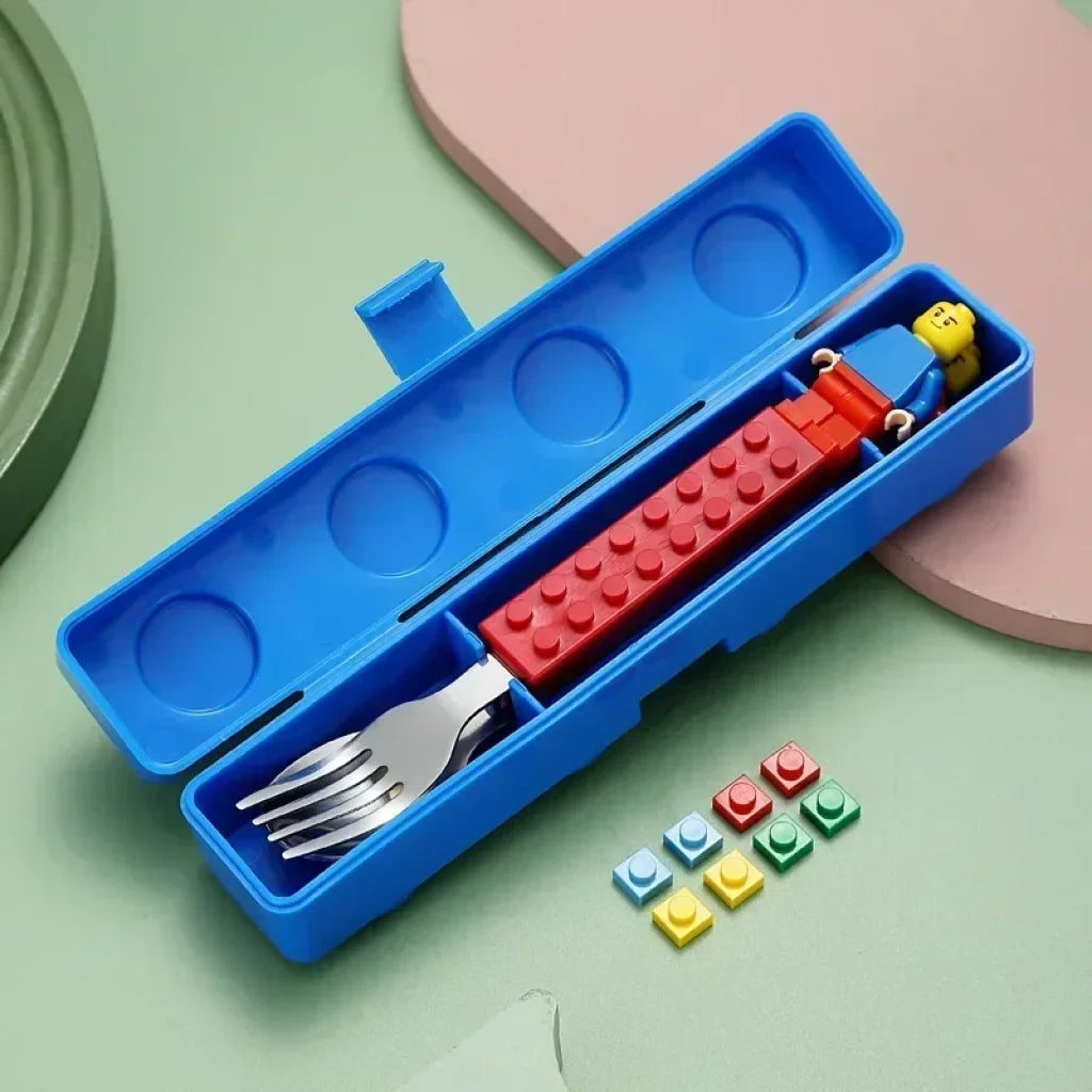 Stainless Steel Kids Brick Fork Spoon Set