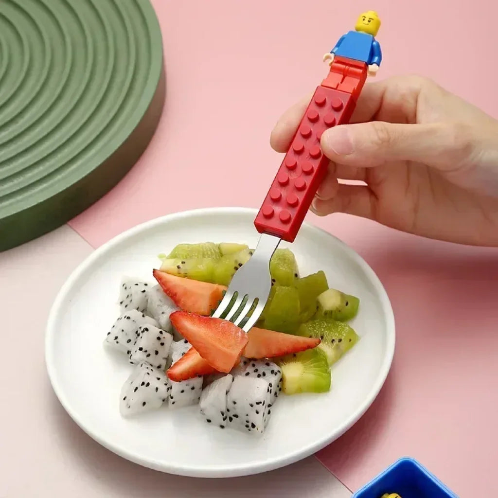 Stainless Steel Kids Brick Fork Spoon Set