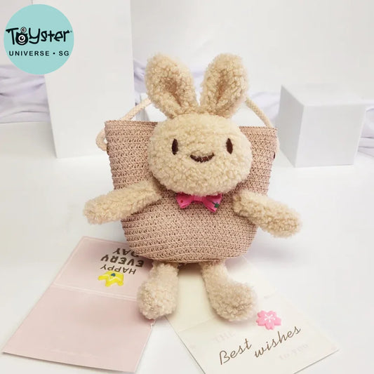 Straw Weaved Rabbit Messenger Bag