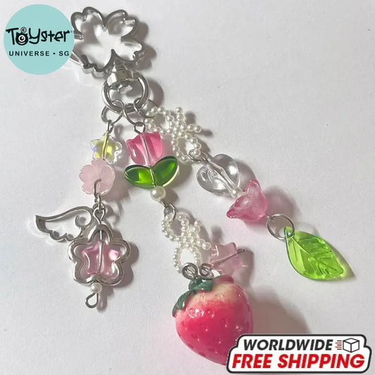 Strawberry Bow Keychain
