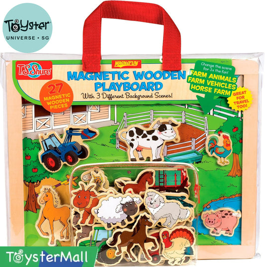 T.S. Shure Magnetic Wooden Playboard Farm Animals Horses & Vehicles - T.S. Shure