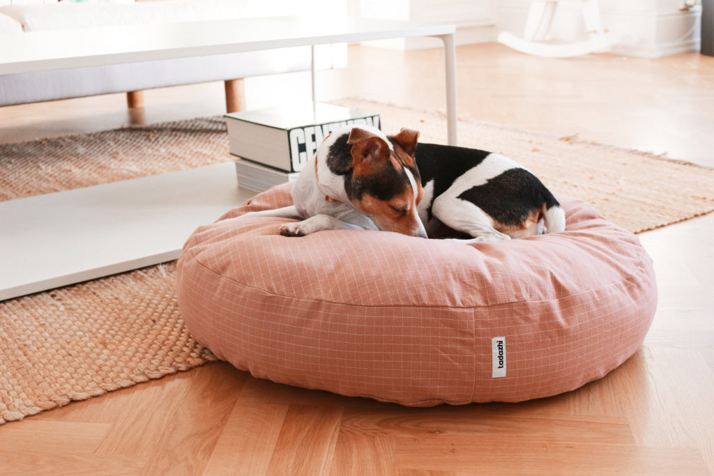 Tadazhi Round Dog Bed Checkered Rose - dog bed