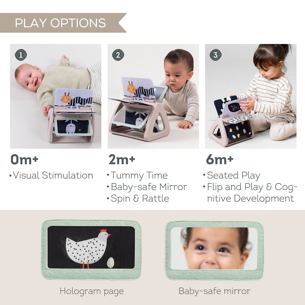 Taf Toys Black & White Tummy Time Rattling Spinning Book - Easier Development