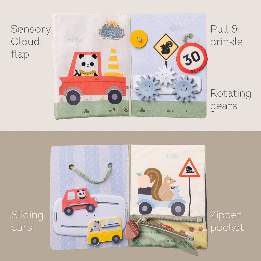Taf Toys Ride Time Busy Book | Toddler Activity Book | Montessori Travel Toy 18M+ - Easier Drive