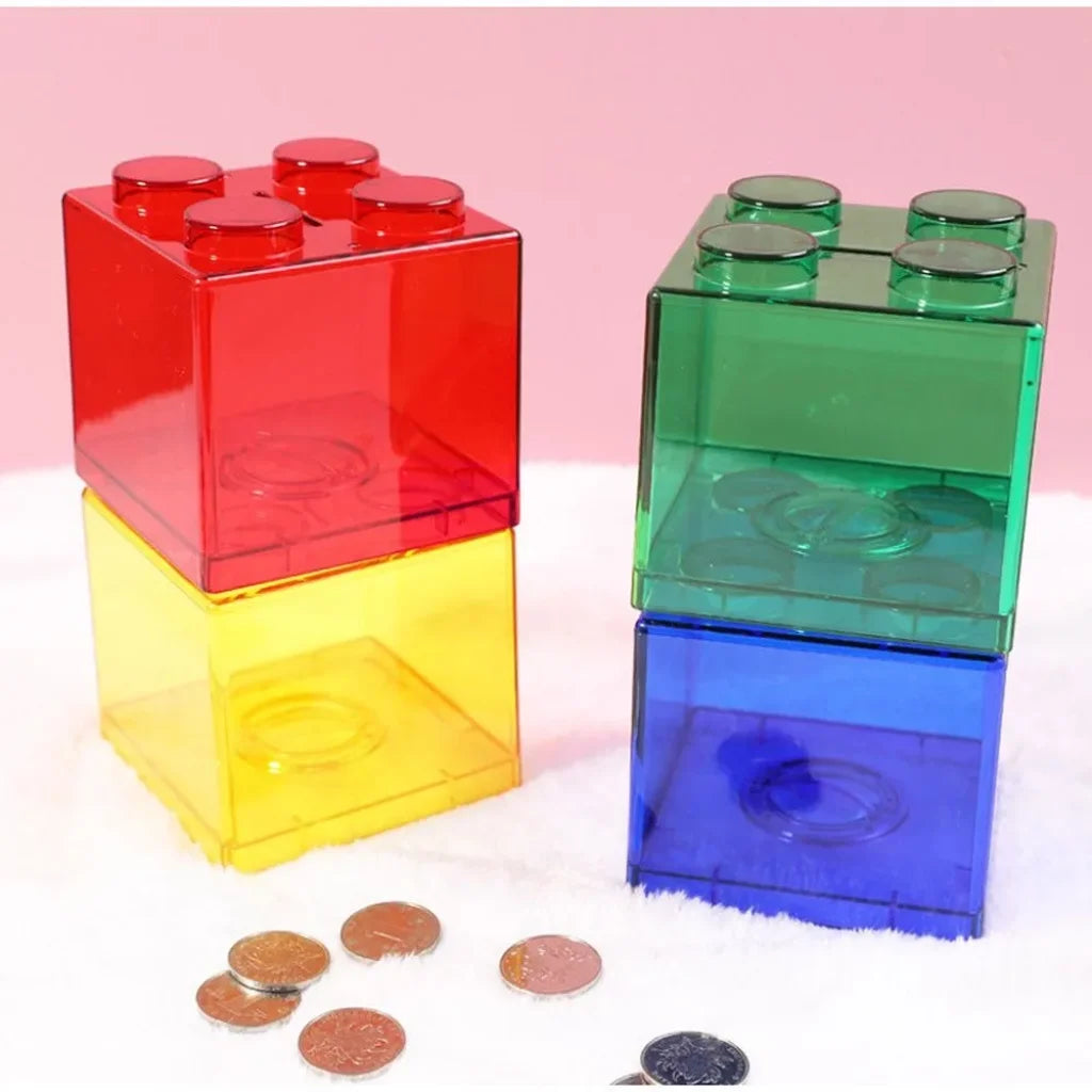 Transparent Jelly Color Building Block Saving Box