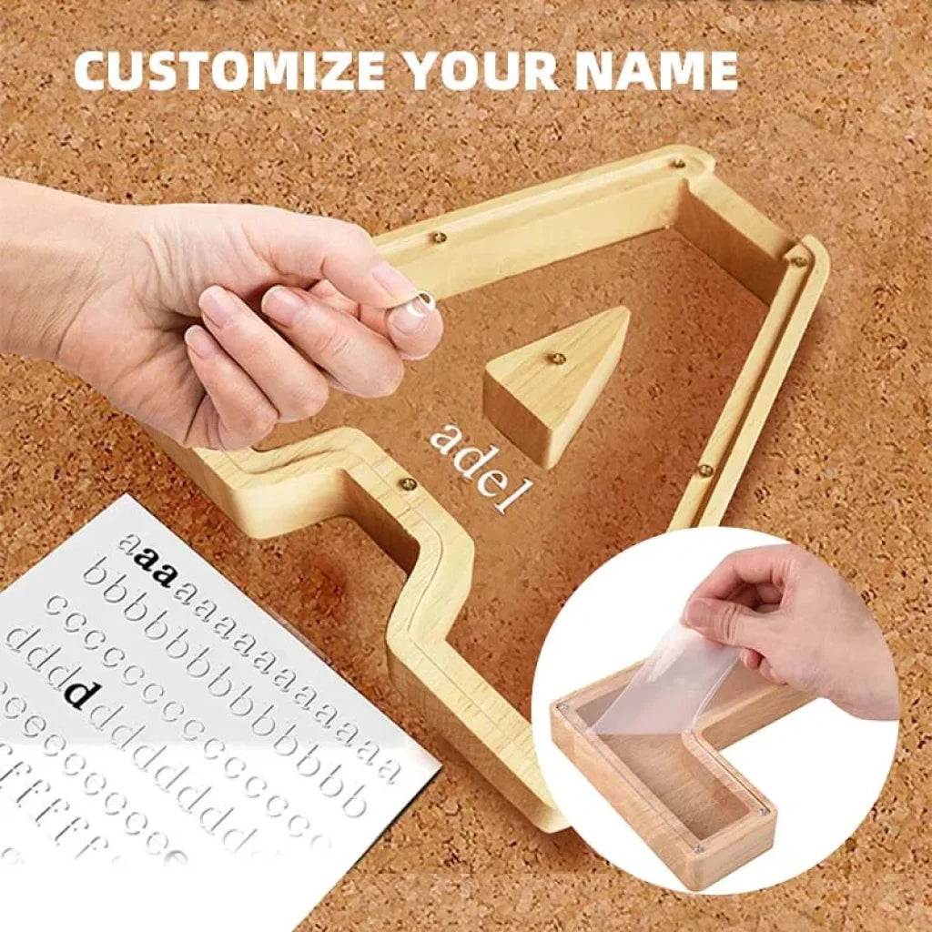 Twenty Six Letters Piggy Bank Wooden Coin