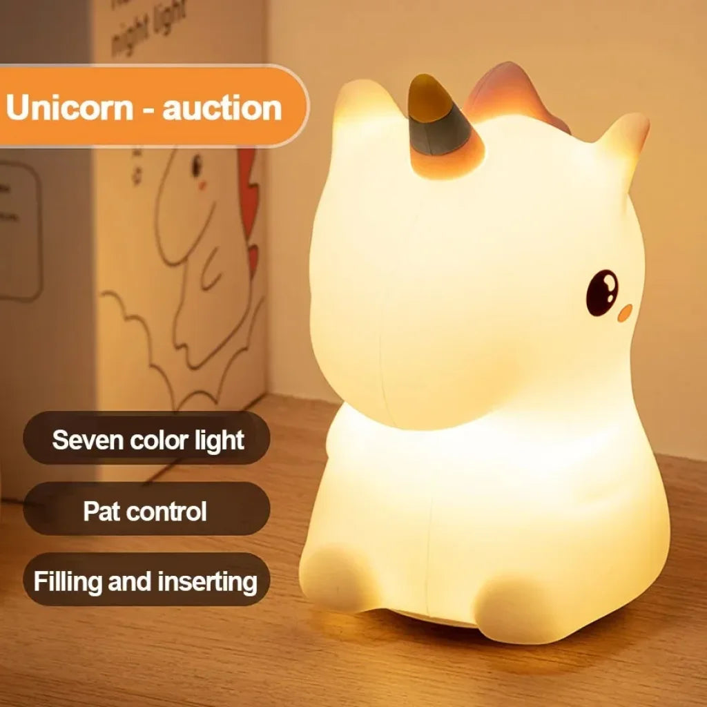Unicorn Cute Silicone LED Night Light - Pat to 7 colors