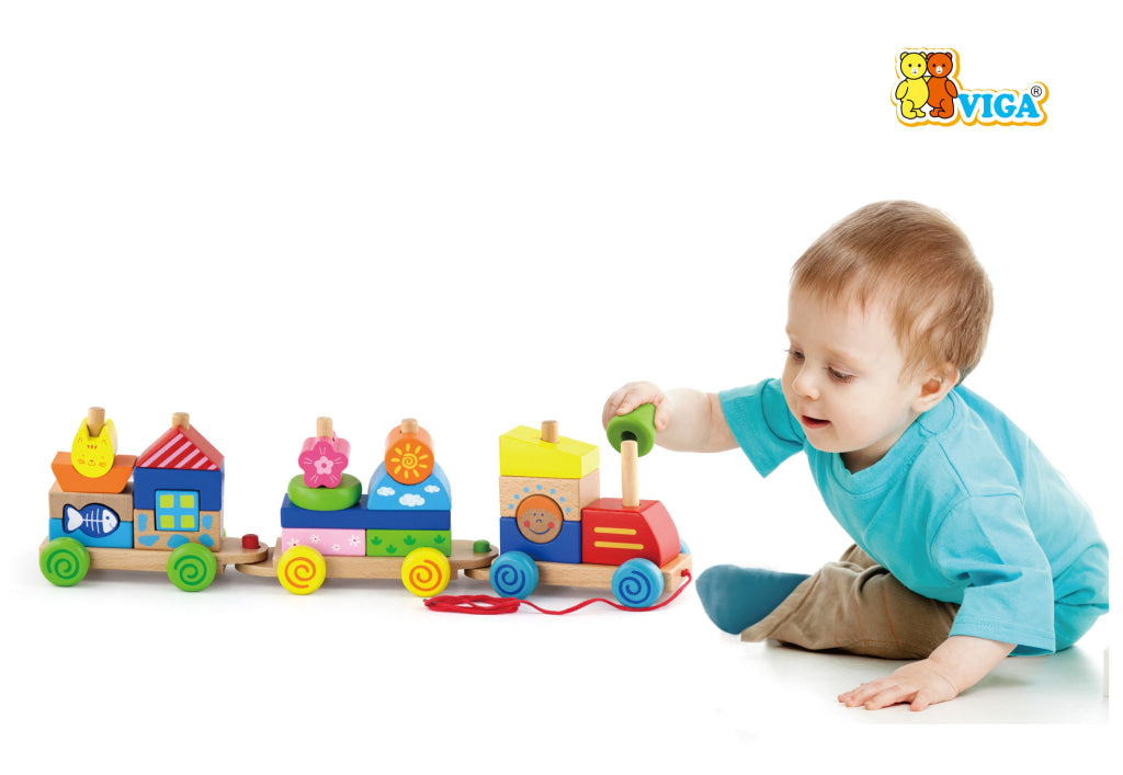 Viga Colourful Pull Along Stacking Train