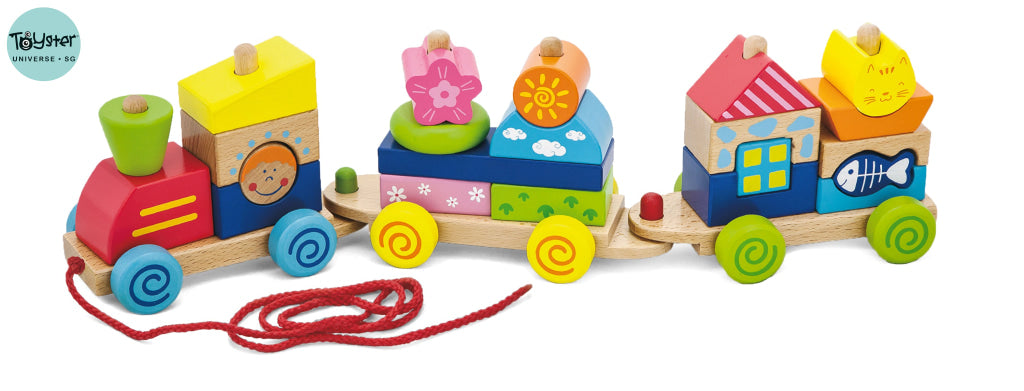 Viga Colourful Pull Along Stacking Train