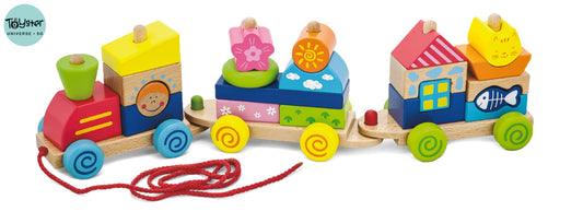 Viga Colourful Pull Along Stacking Train